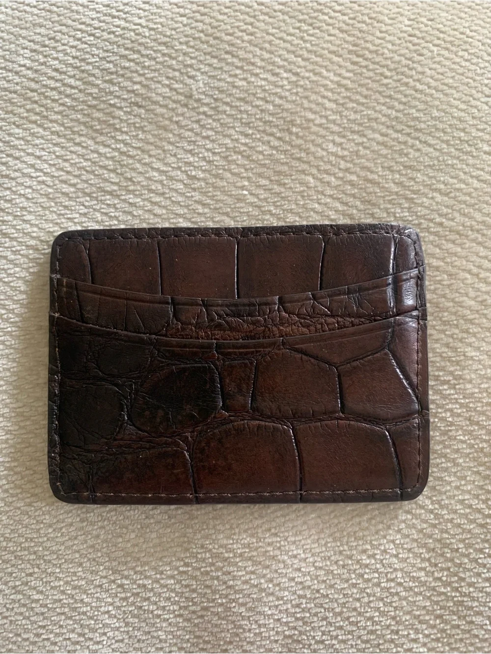 Made in USA Genuine Brown Matte Alligator Leather 5 Pocket Card Case Exotic 2